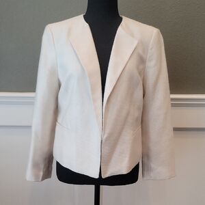 Ann Taylor Cream Blazer Tailored Open-Front Design